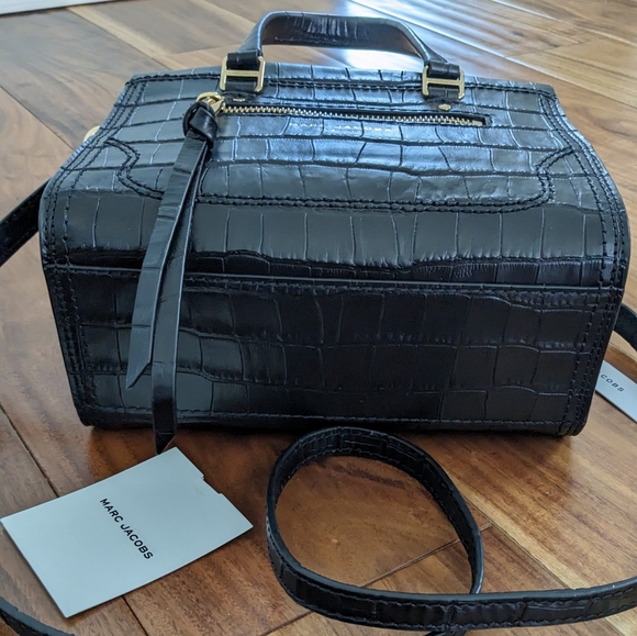 Marc Jacobs Croc Embossed Leather Mini Cruiser Satchel / Crossbody
